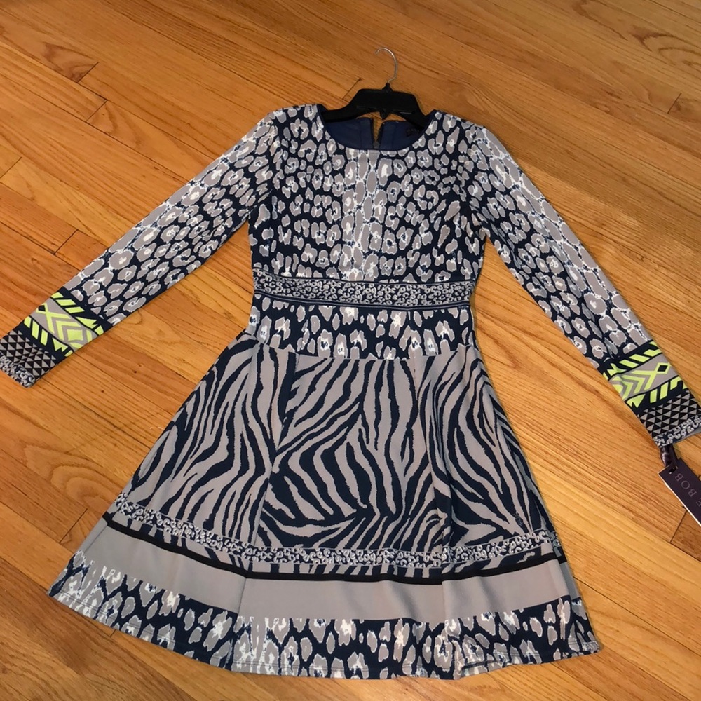 Hale Bob Venetia Jacquard Dress Navy NWT  S